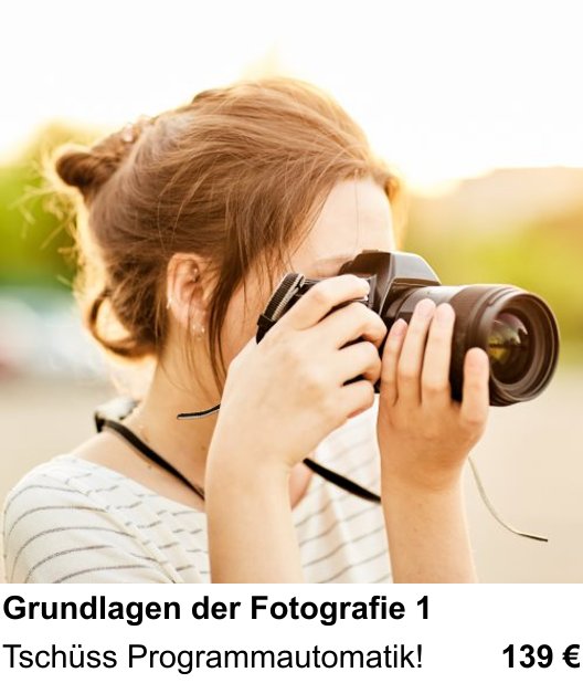 Kamera-Fotokurs in Bonn: Kamera-Grundkurs Teil 1